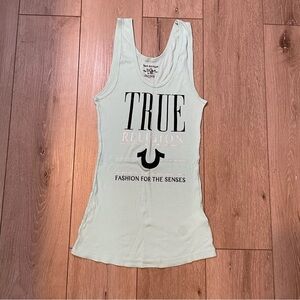 True Religion 'Fashion for the‎ Senses' Ribbed Tank Top Light Blue Black Medium